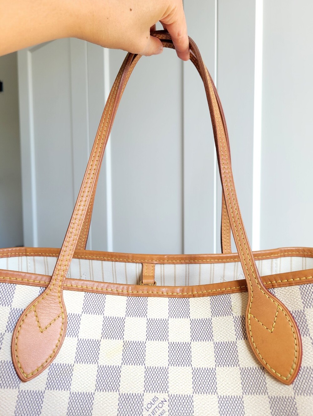 💕BEAUTIFUL Louis Vuitton Tote Bag Neverfull MM Damier AZUR - Microchipped - Picture 4 of 17